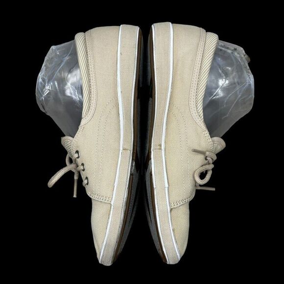 Grasshoppers Tan White Pinstripe Canvas 3Eye Lace Up Sneaker Womens Size 7Narrow - Picture 4 of 11